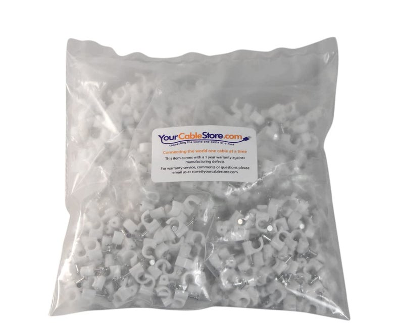 Your Cable Store 100 Pack White Ethernet / RG59 / 6mm Nail in Cable Clips - Image 3